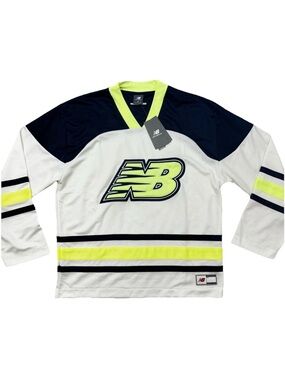 New Balance Men’s  Hockey Jersey Sz M Oversized Green Blue Long Sleeve